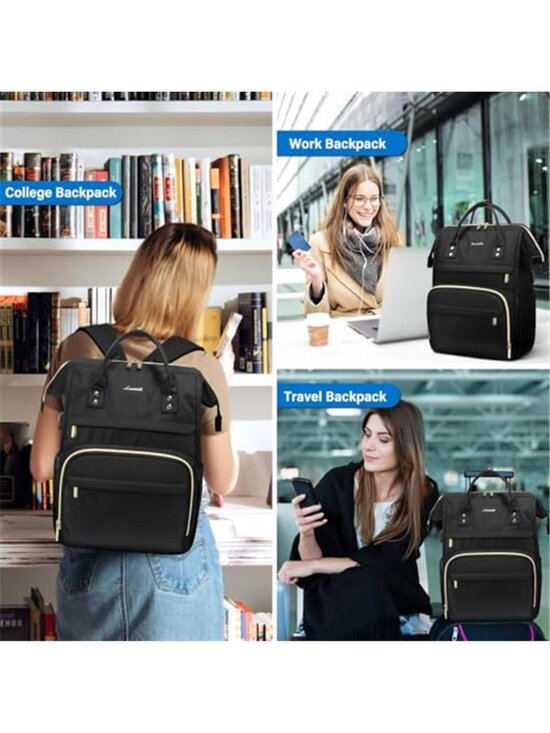 Laptop Backpack Women 15.6 Inch USB Charging 40oz Tumbler Holder Waterproof main image 6